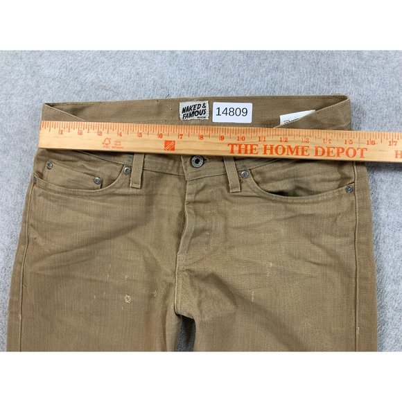 Naked & Selvedge Weird Guy Selvedge 5‎ Pocket Jeans (Men's 30x33) Beige - Picture 8 of 16